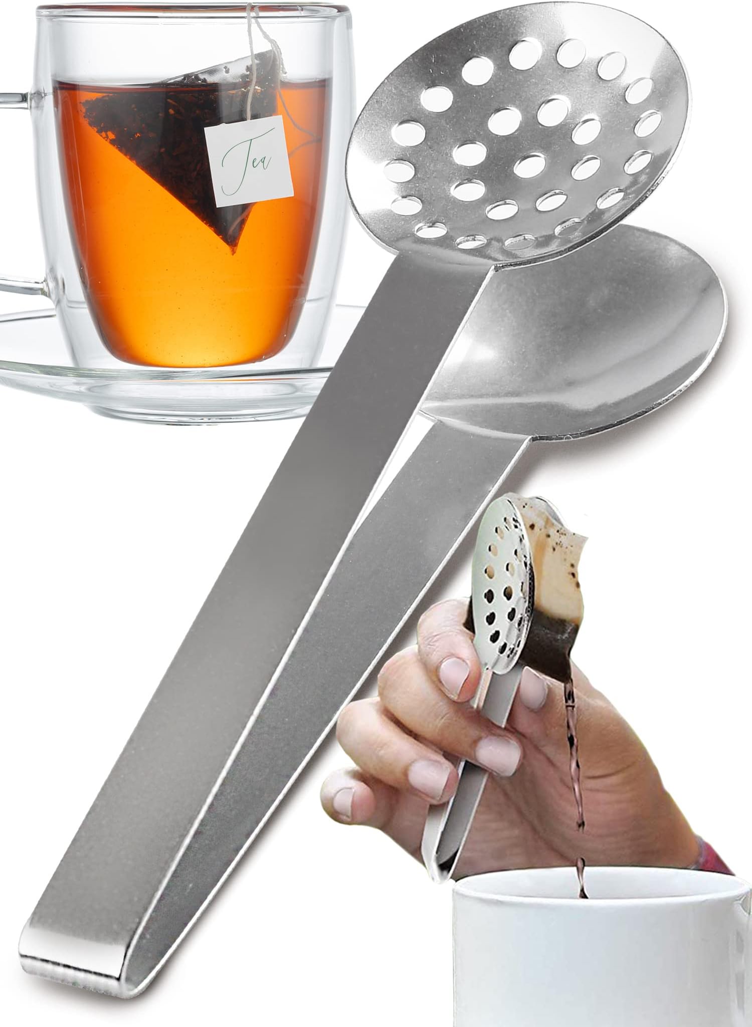 Tea Bag Squeezer Stainless Steel Tea Bag Tongs Silver Tea