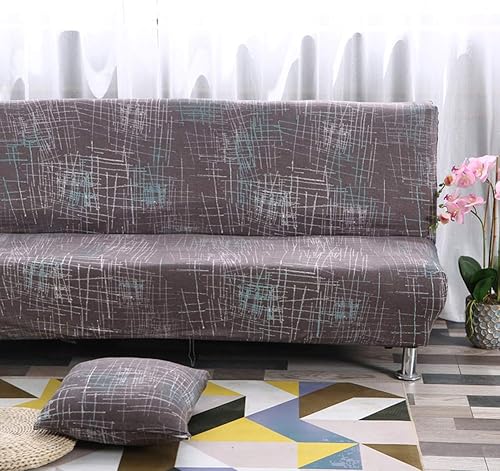 Miniatura 4 de MIFXIN Funda de sofá sin brazos, funda elástica plegable para sofá cama, sin reposabrazos, protector de muebles de elastano impreso lavable, sin
