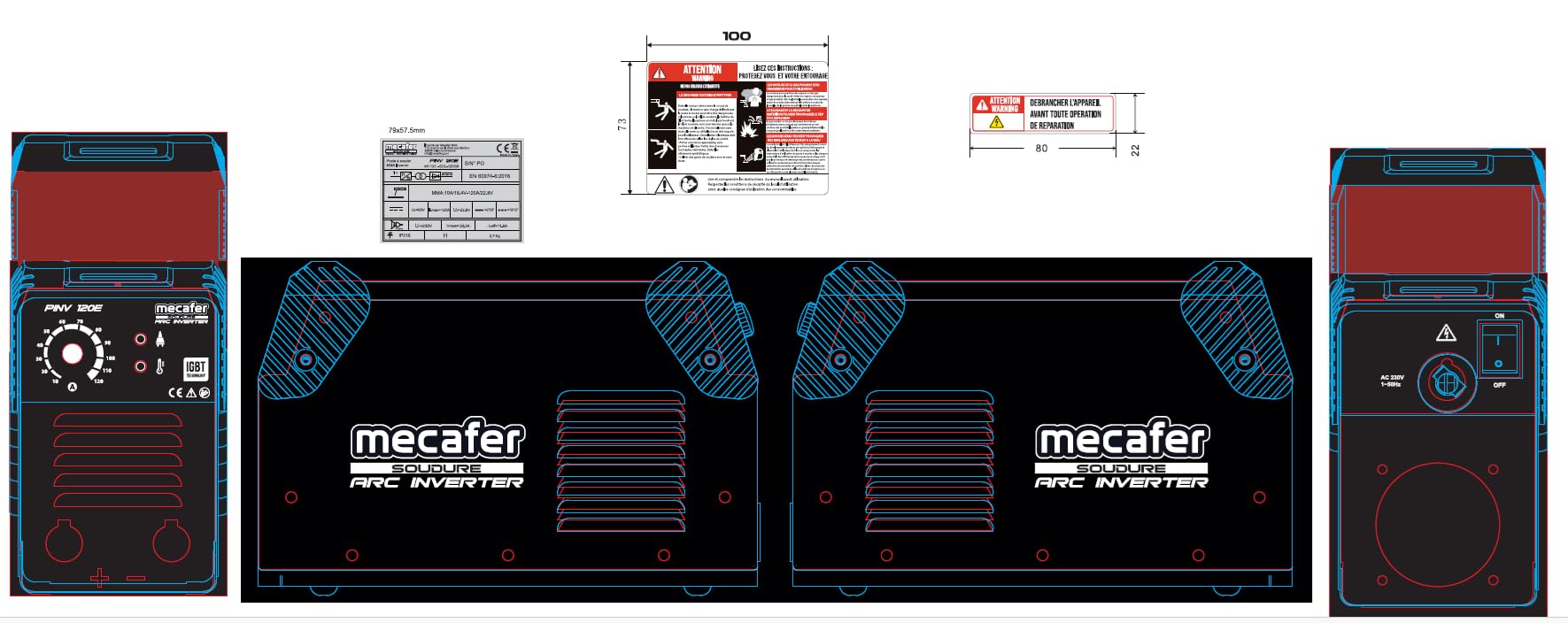 Mecafer MMA inwerterowa spawarka PIN V120E 461121