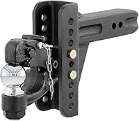 CURT 45908 Adjustable Pintle Hitch Ball Mount - 2-5/16" Ball, 20,000 LB GTW, 6" Drop, 2.5" Receiver, Anti-Rattle