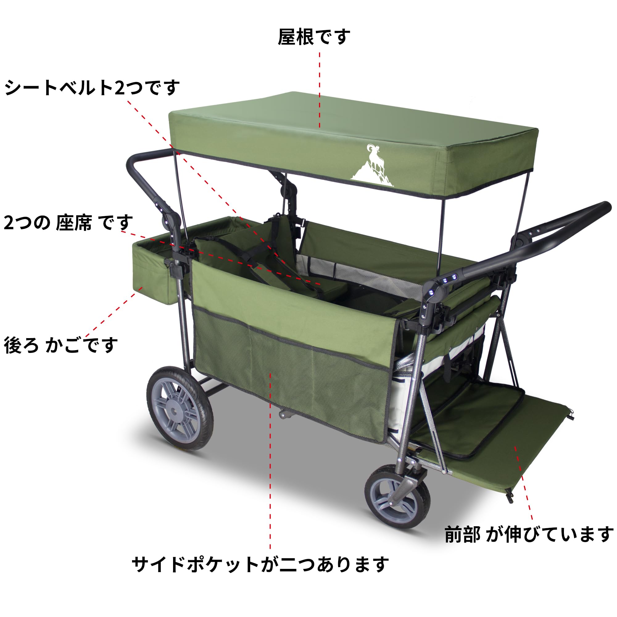 TOPWELL キャリーカート アウトドアワゴン 耐荷重120kg 屋根付き