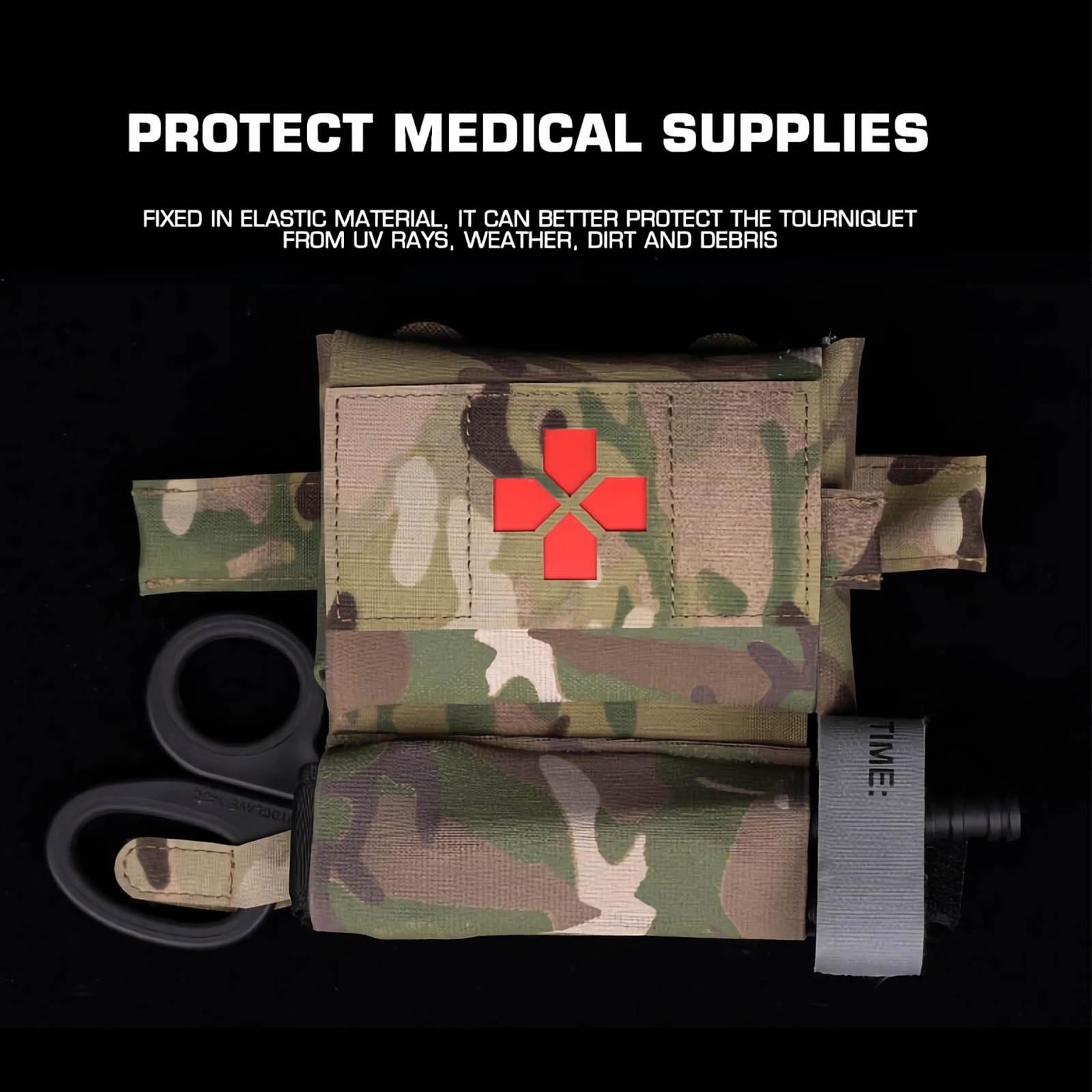 Juego de Bolsa Médica IFAK Micro Compacta con Torniquete de 4ª Generación, Kit de Traumatología Cinturón MOLLE para Aventura de Automóvil Pesca Caza al Aire Libre(CP)