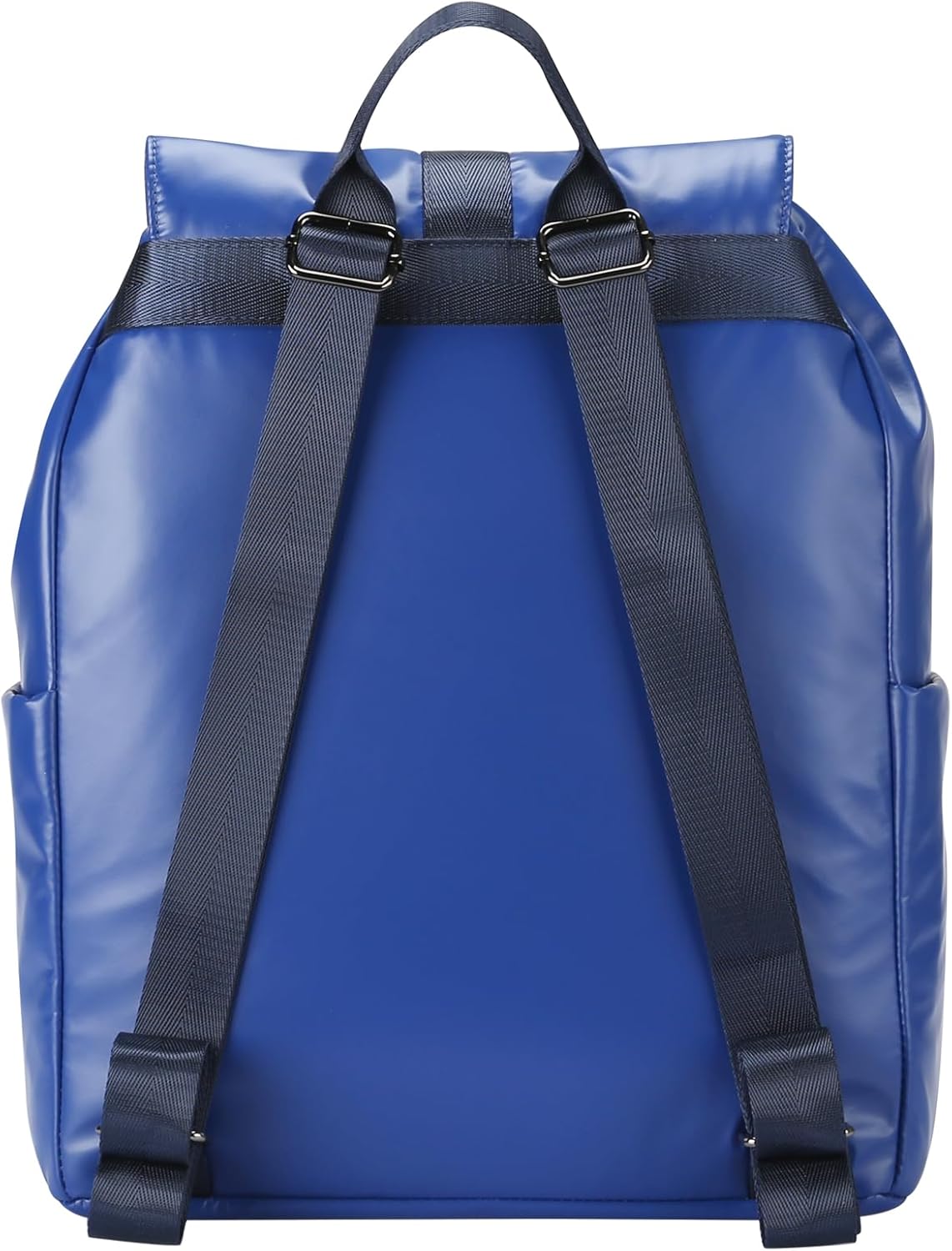 UNIKER Women's Metallic Shiny Backpack - Blue Trendy Waterproof Drawstring Puffer Bag, Y2K Fashion Backpack with Laptop Sleeve for Travel, Daily