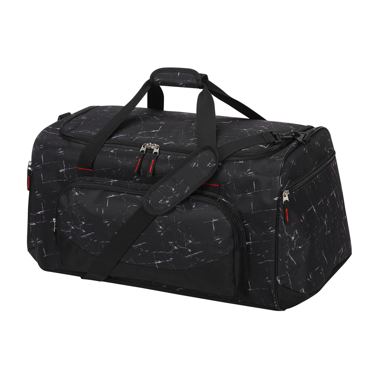 LONALIA 65L Travel Duffle Bag for Men - 24 inch Large Sports Holdall Bag for Overnight Football Weekend (Marble Black)