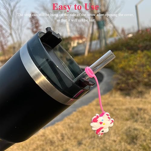 Miniatura 4 de Funda de popote de 0.394 pulgadas para copa Stanley, Amreich compatible con vaso Stanley 20, 30, 40 onzas, diseño de unicornio, tapa de popote de