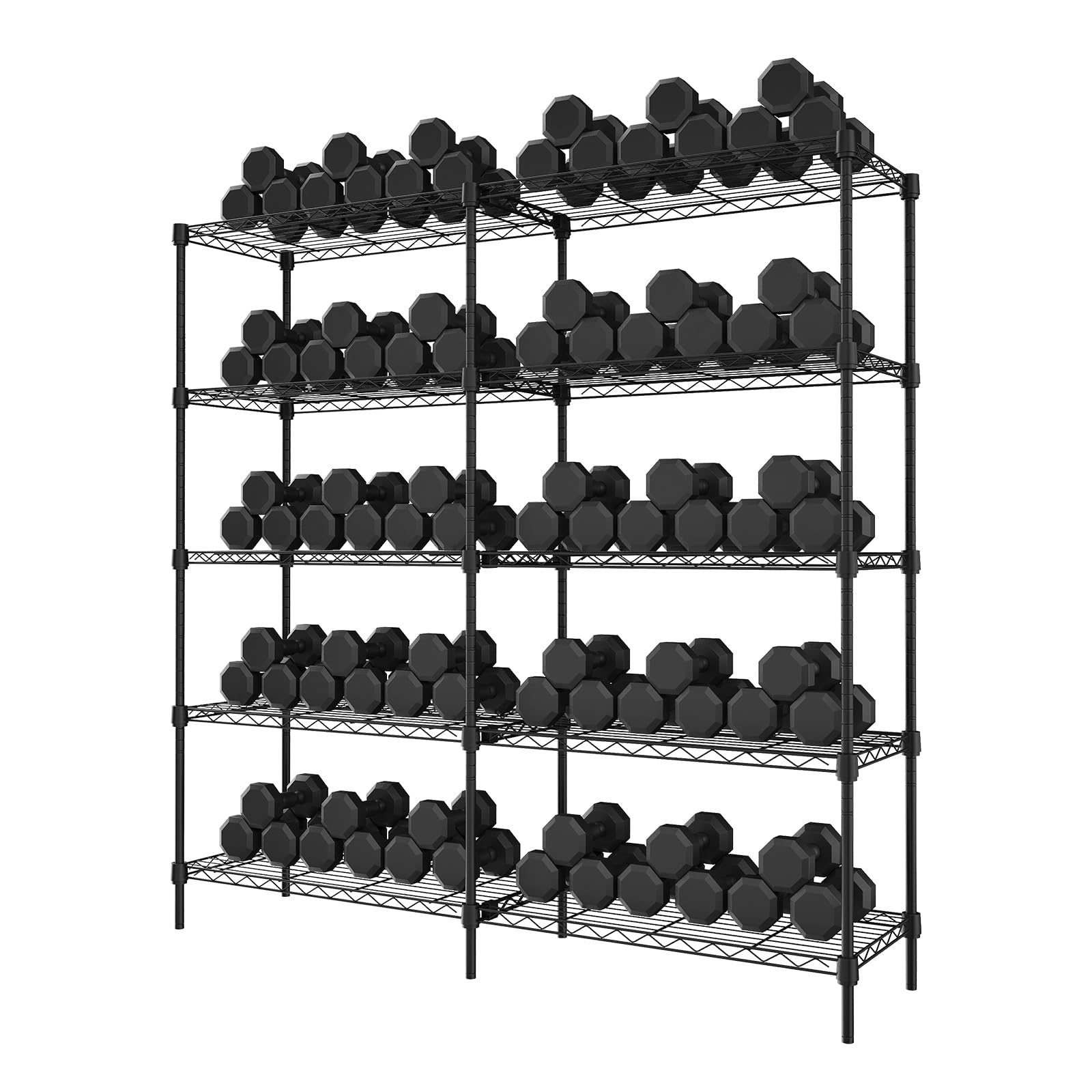GarveeHome Drahtregal mit 5 Etagen, robust, verstellbar, Garagenregale, Lagerregal für Lagerung, Lager, Speisekammer, Keller, Speisekammer, Utility-Aufbewahrungsregale, 150 x 150 x 35 cm (B x H x T)