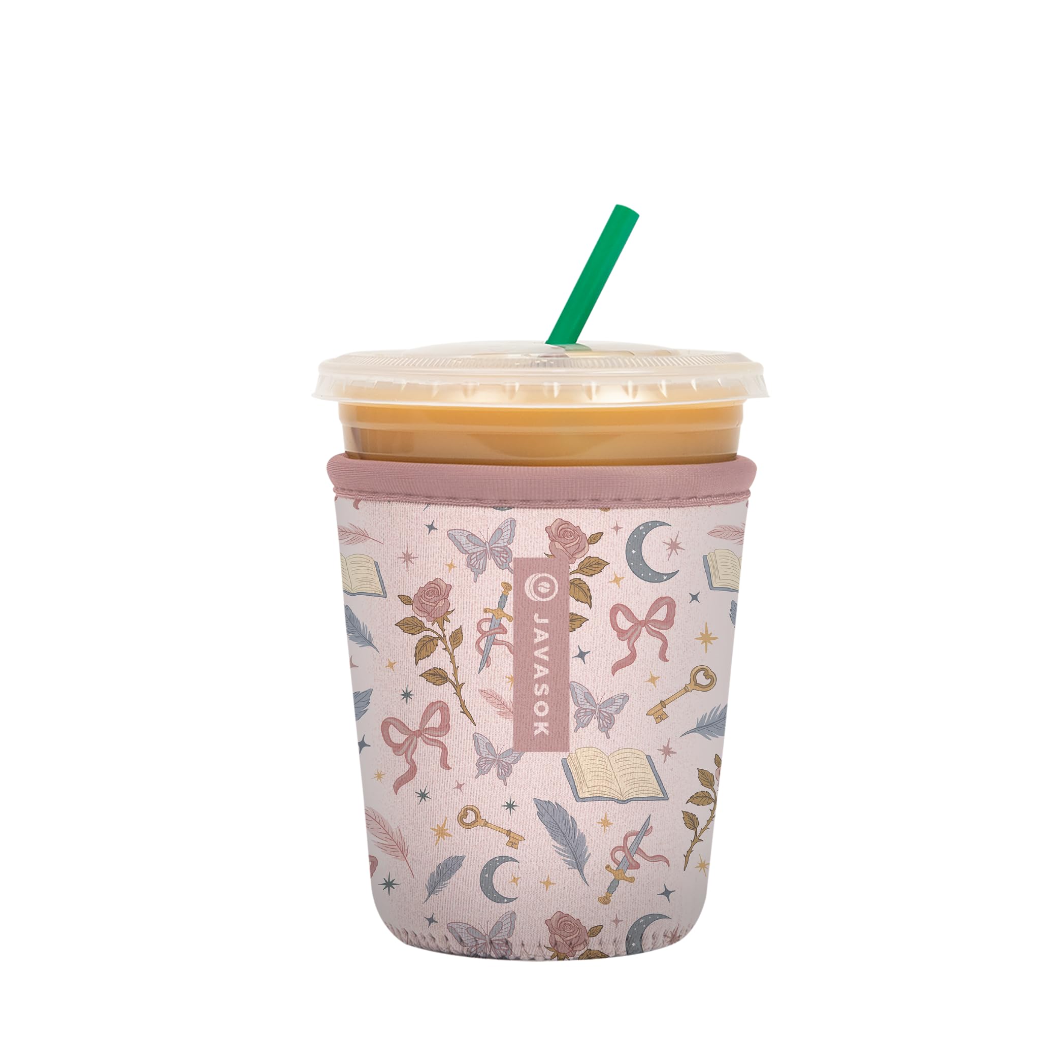 Sok It JavaSok Iced Coffee &amp; Cold Soda Insulated Neoprene Cup Sleeve (Blooms and Blades, Small: 16-20oz)