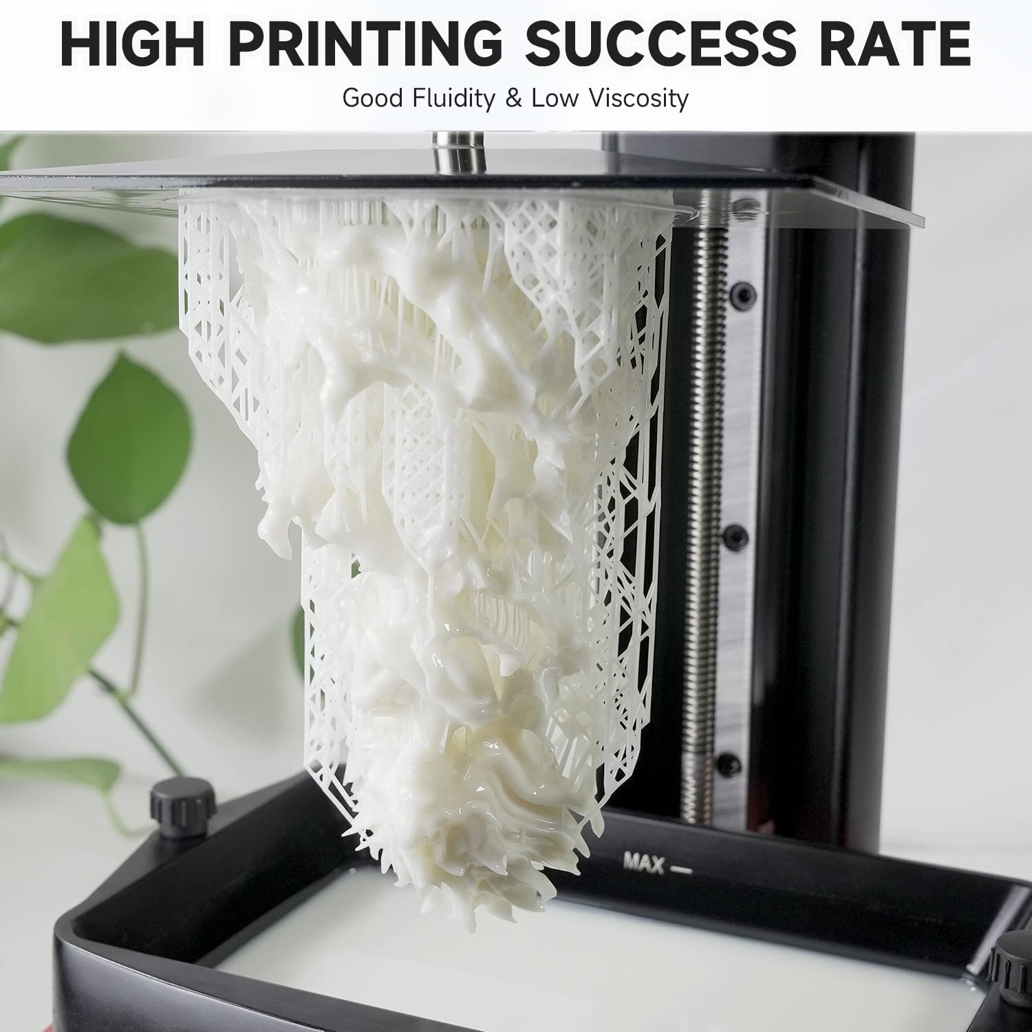 GratKit Résine 8K pour imprimante 3D à photopolymérisation UV 405nm, Haute précision, Faible odeur-1000g, Blanc