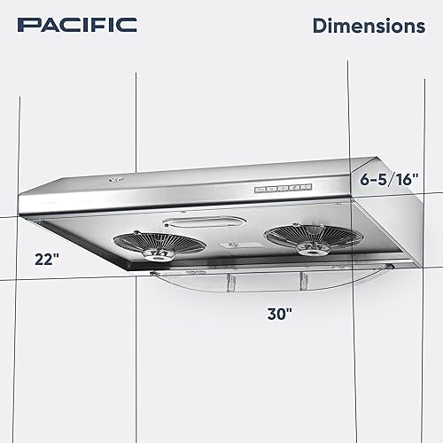 Miniatura 3 de Pacific Campana de ventilación de cocina AC30BS  Campana extractora debajo del gabinete de 30 pulgadas  Ventilación de campana de acero inoxidable