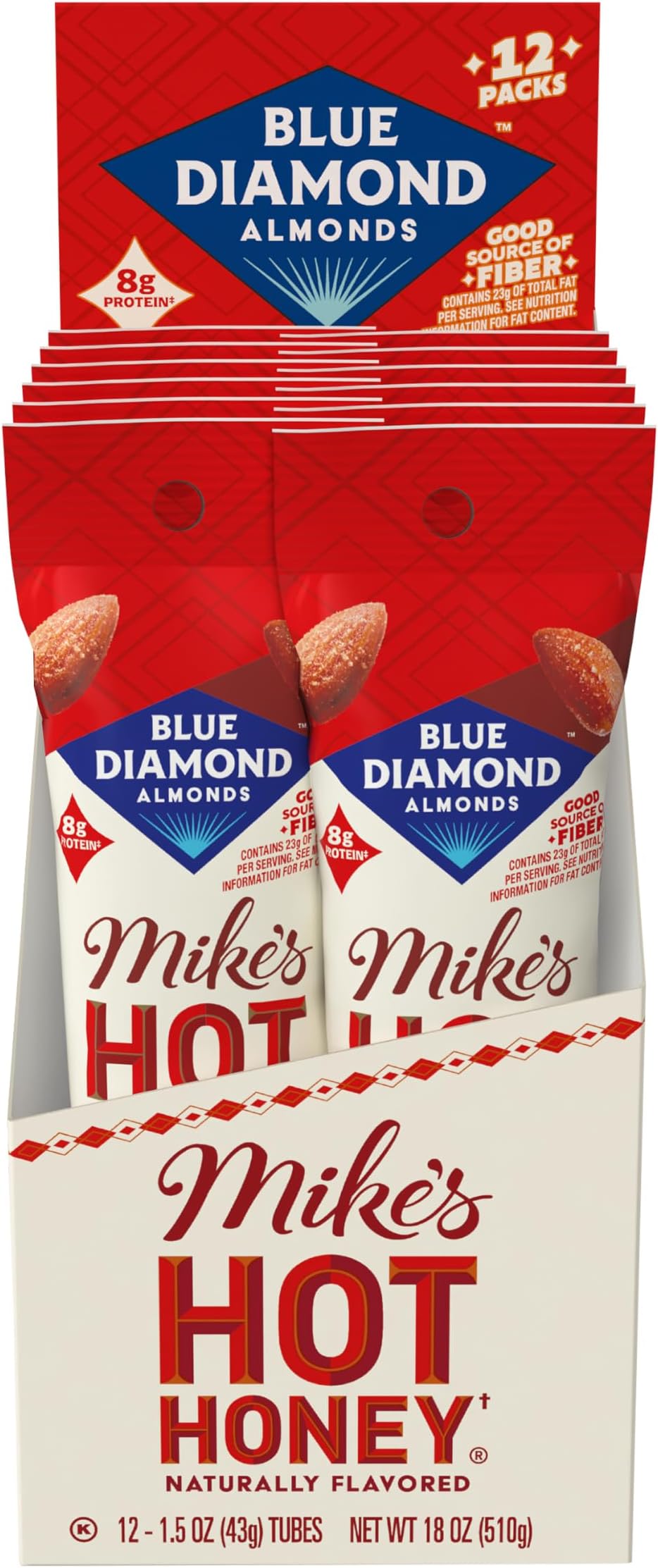 Blue Diamond Almonds Mike's Hot Honey Snack Nuts, 1.5 oz, Pack of 12