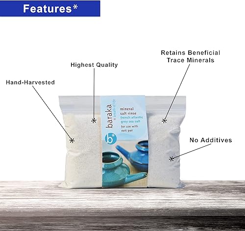 Miniatura 7 de Baraka Neti Pot - Solución salina de enjuague de senos nasales - Uso con neti Pot - Sal marina del Atlántico francés de alta calidad sin quemar para