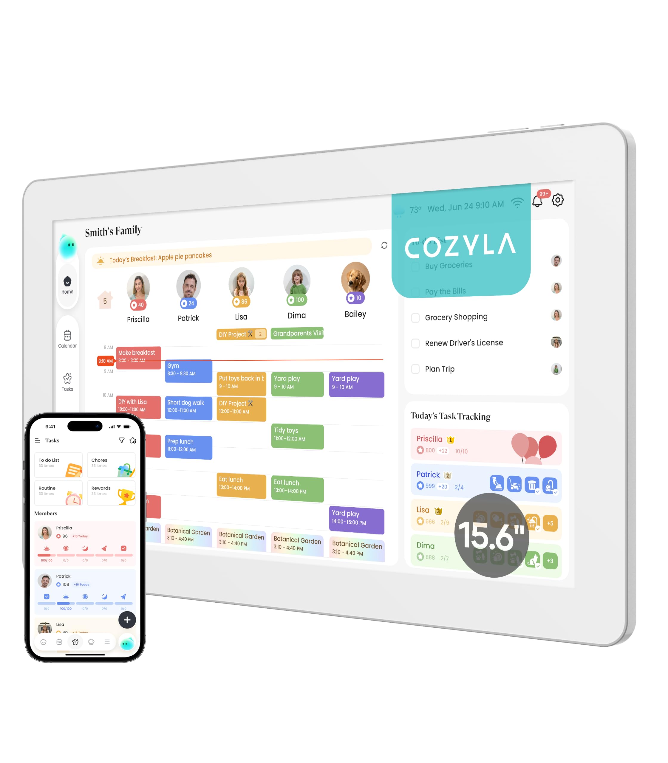 Cozyla Calendar Neo-15.6" Smart Digital Calendar Wall Touch Screen ＆ Desk