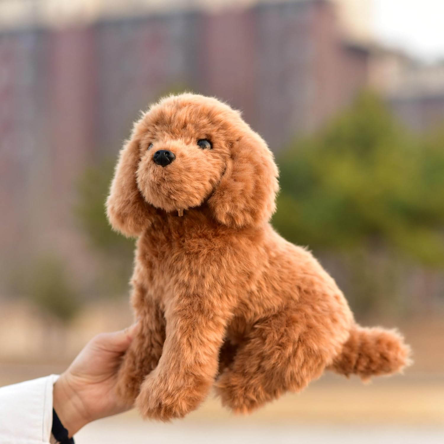 Simulated Teddy Dog Plush Toy Realistic Poodle Doll with Aluminum Wire on the Forelimbs to Stabilize the Desktop
