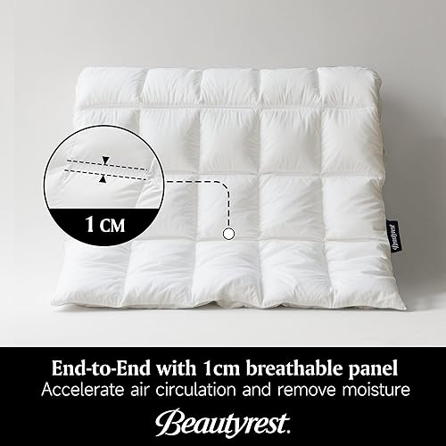 Miniatura 7 de Beautyrest Luxury Goose Down Fiber Comforters Queen Size, Hotel Collection All Seasons Duvet Insert, 100% Cotton, Extra Fluffy Breathable White