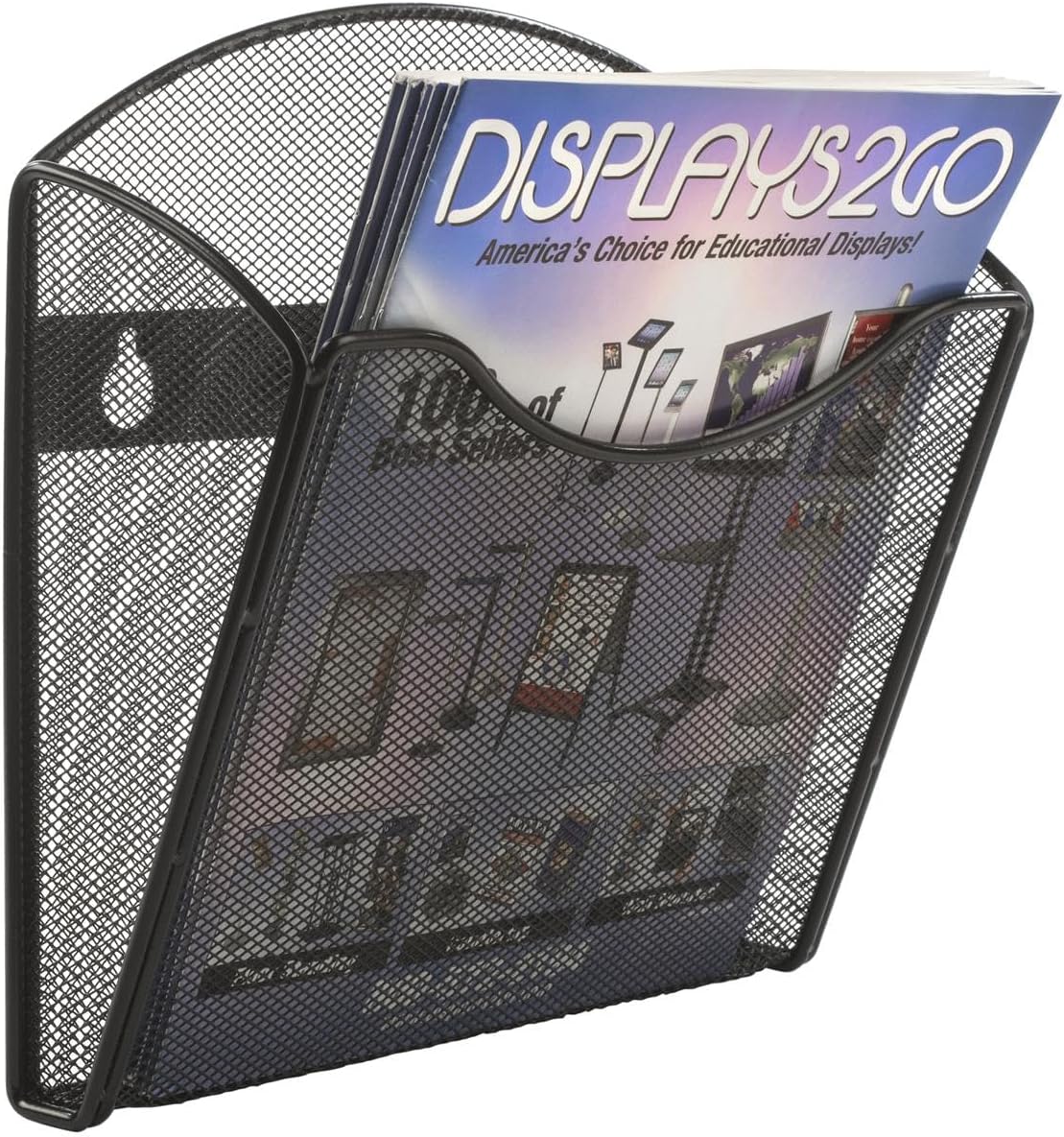 Displays2go Mesh Wall Magazine Rack with Single and Multi-Tiered Pockets in Multiple Colors (MSHWLBK1) - Set of 2