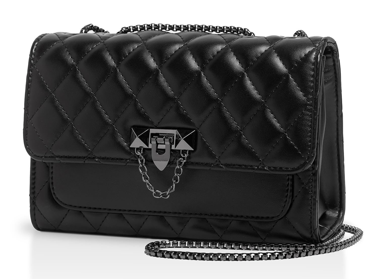 INOVERA (LABEL)Quilted Sling Bag for Women, Girls Ladies Crossbody  Shoulder Bags Stylish Handbag Purse with Chain Strap (Black)
