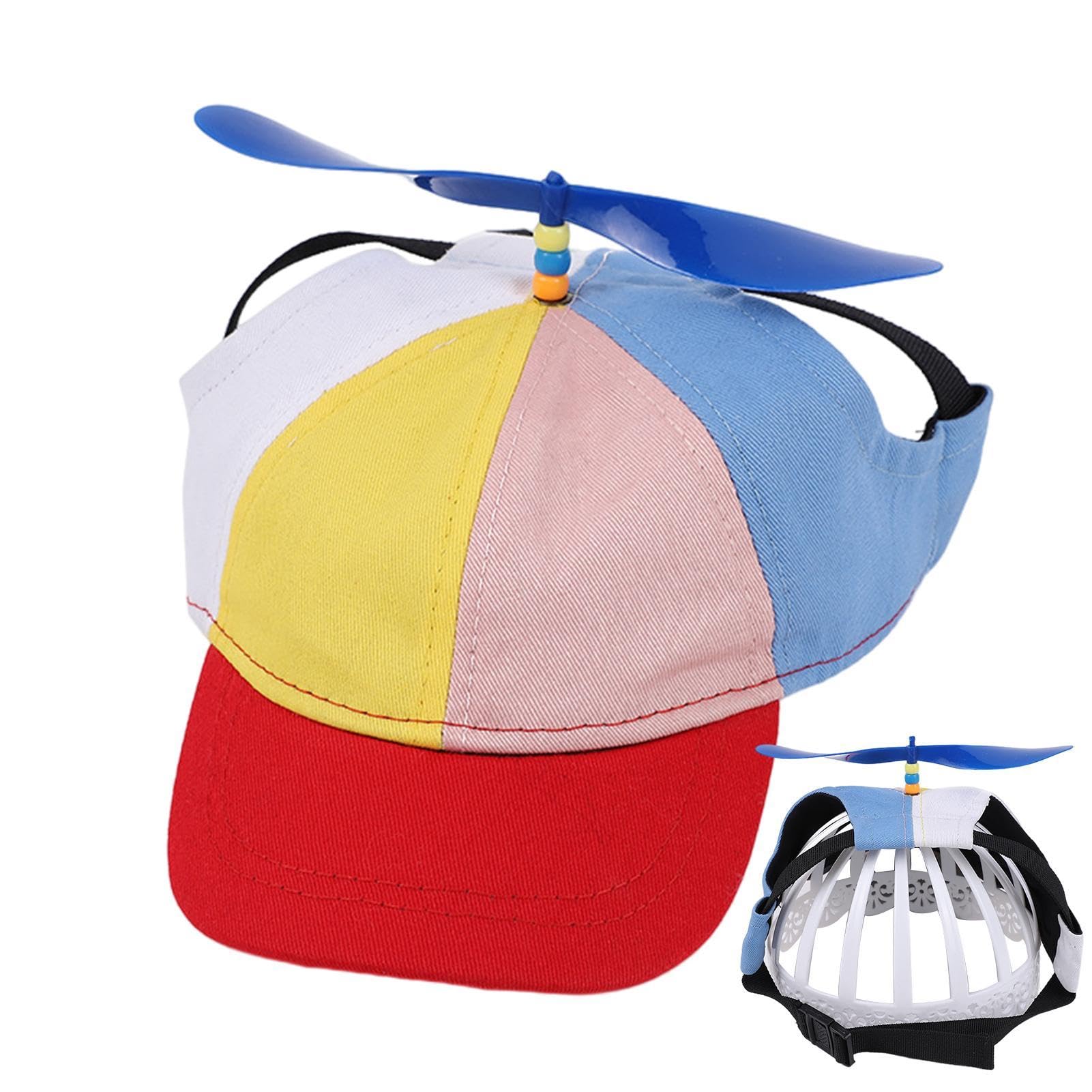 Czapka ze śmigiełką dla zwierząt domowych, tęczowy cylinder helikoptera, kolorowa czapka ze śmigiełką, czapka ze śmigiełką, dla zwierząt domowych, czapka sportowa z otworami na uszy