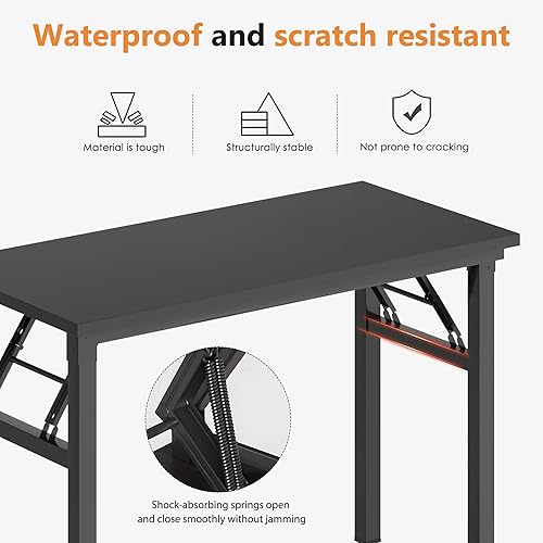Miniatura 5 de Escritorio plegable de 47 pulgadas sin montaje para espacios pequeños, escritorio plegable resistente para computadora, escritorios funcionales para