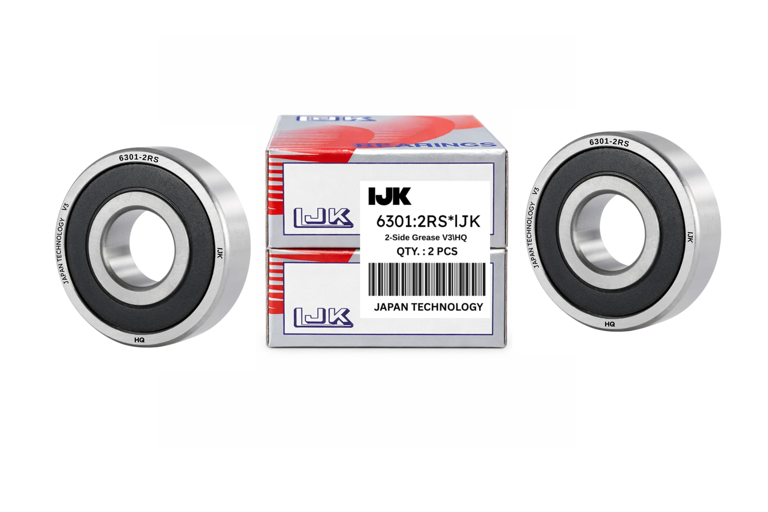 6301 2RS Ball Bearing, Double Rubber Sealed, 2 Pieces-image-1