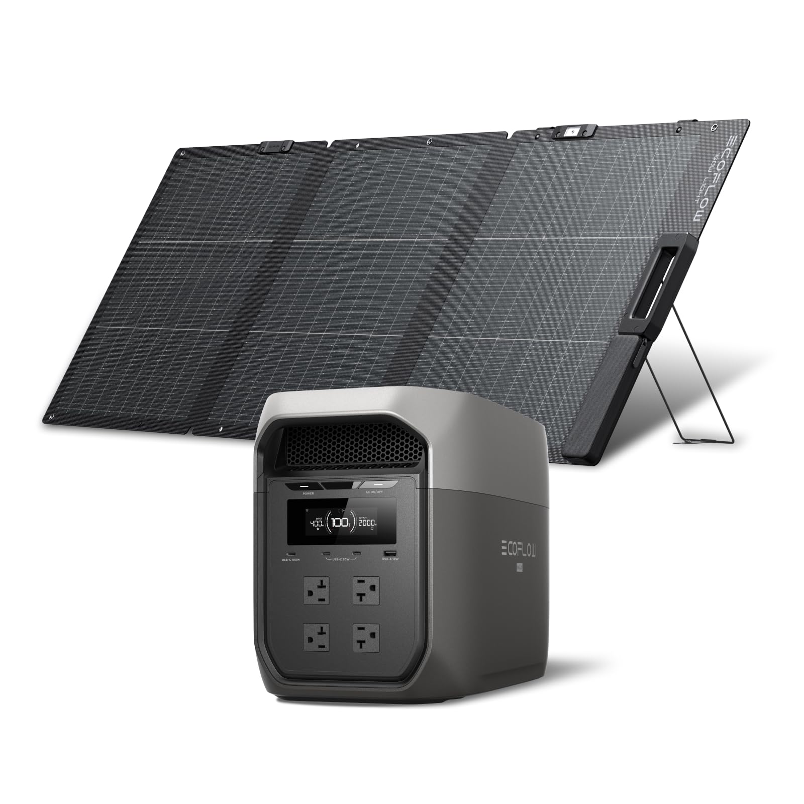 EcoFlow  3 Max (580)/ソーラーパネル 110W ECOFLOW 110Wソーラーパネル 両面受光発電 収納バッグ付き 太陽発電