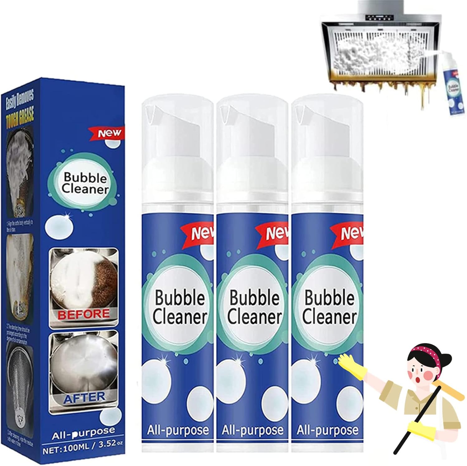 Bubble Cleaner Foam,3PCS Kitchen Spray Membranes,Foaming
