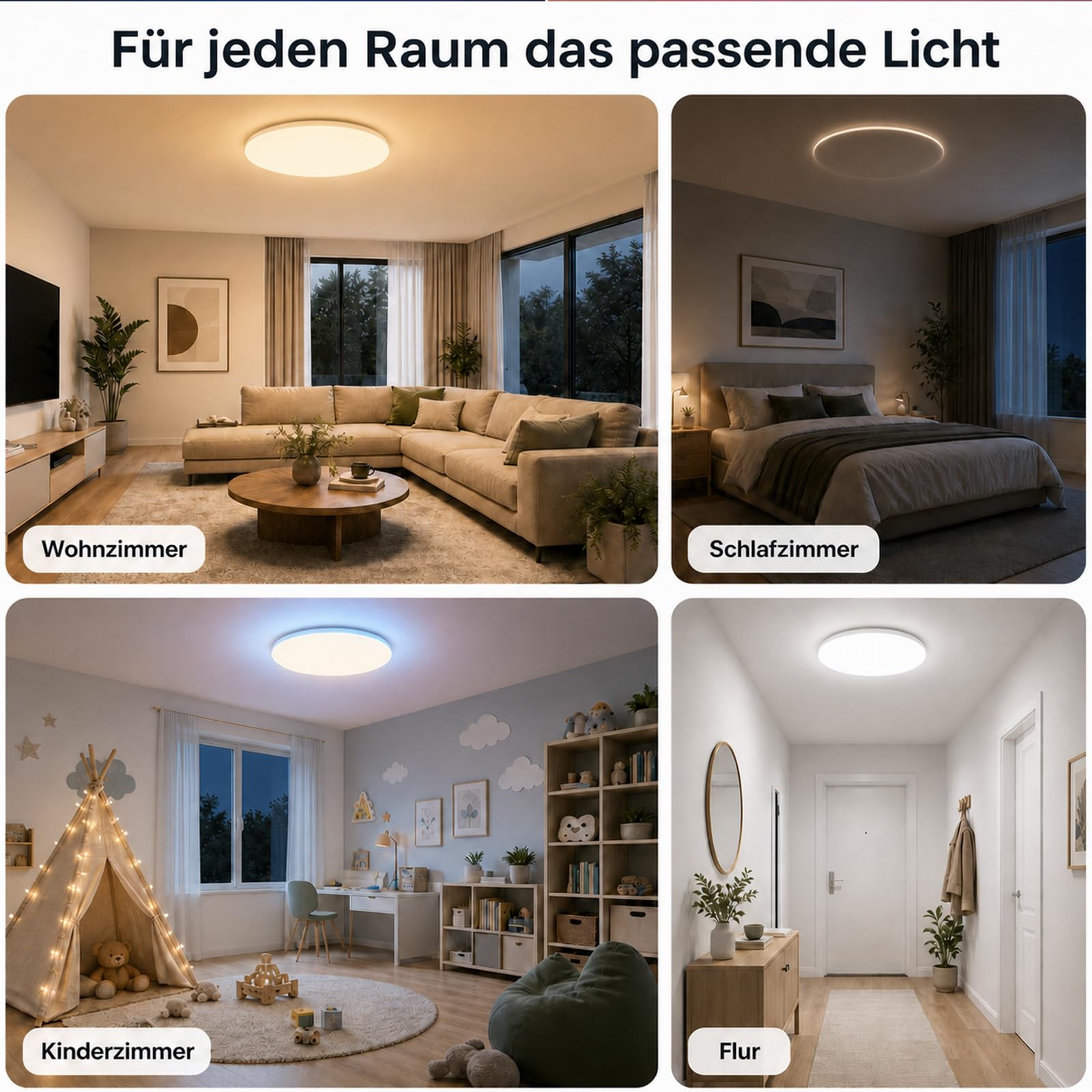 Yeelight Smart Deckenlampe 50cm, 4500LM 50W Dimmbar LED Deckenleuchte mit separatem RGB-Licht, Schnellmontage, 16M DIY Farben, 2700K-6500K, Kompatibel mit Alexa & Google, App/Fernbedienung Große Lampe