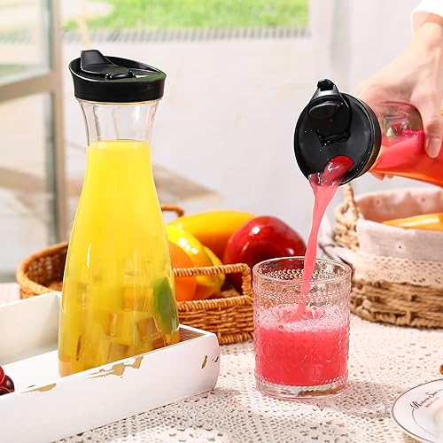Miniatura 4 de Jarra de agua con tapa superior abatible jarra de plástico de 34 onzas con tapa negra jarra de plástico transparente para agua o jugo jarra de