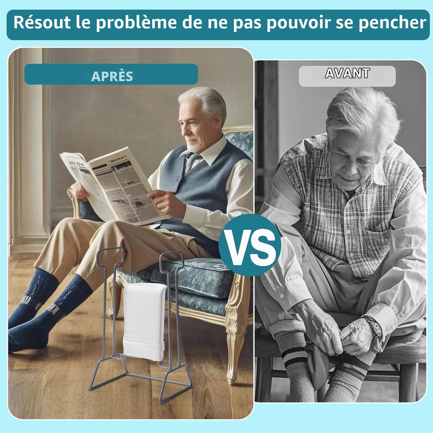 HEYOUTH Enfile Chaussette,Enfile Bas de Contention,Enfile Chaussettes,Pas de flexion Stretching Blessures sans se Pencher,pour personnes âgées, handicapés, La Solution Pour Ne Plus Se Baisser