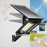 intelamp Projecteur Solaire Extérieur LED 3000LM, Batterie 12500mAh, Télécommande, 4 Modes, Double Capteur Mouvement 180°, Lampe Solaire pour Jardin, Garage, Terrasse - 5