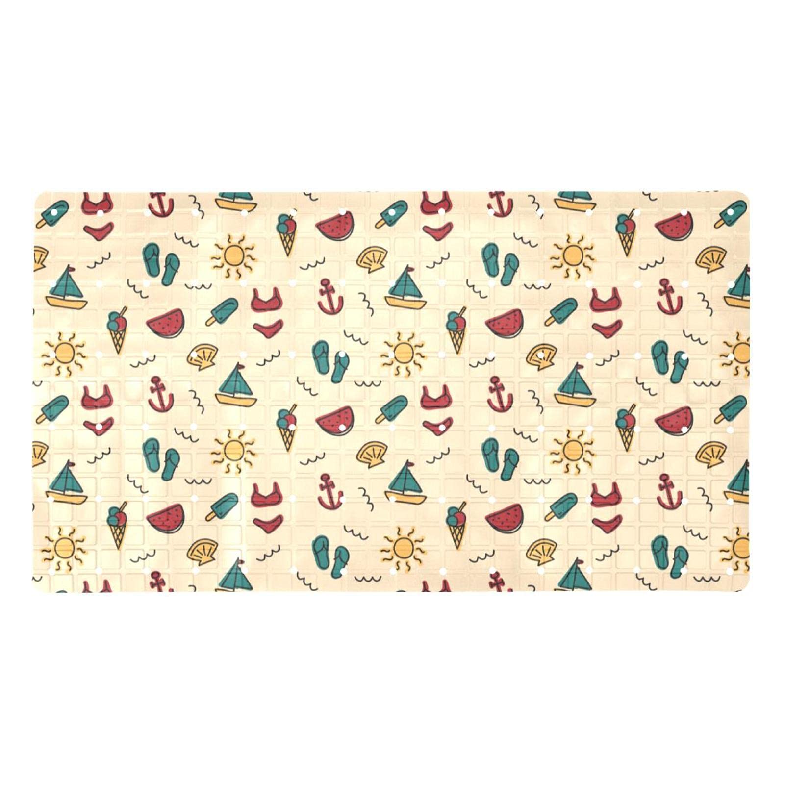 Tapis de bain antidérapant Bennigiry 40x70 cm avec ventouses et motif été