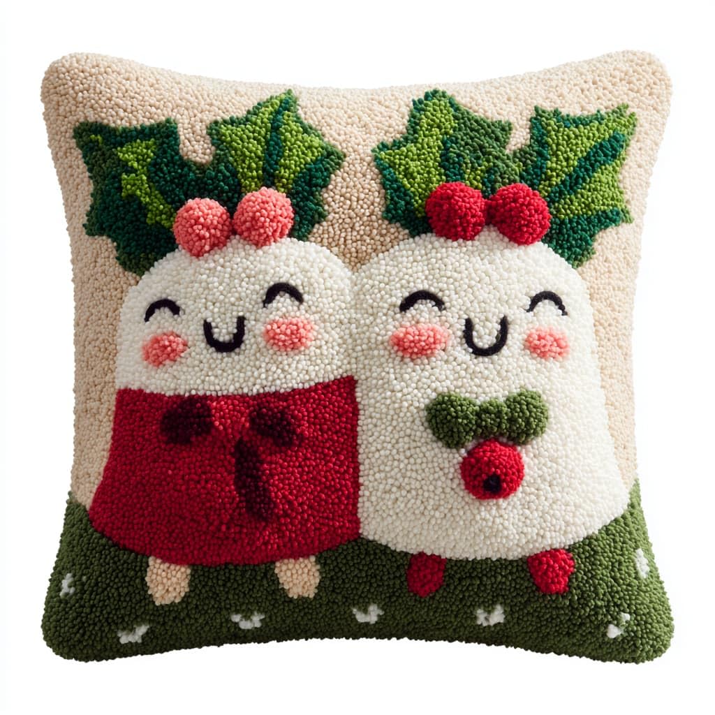 Taxpy Latch Hook Cushion Kits, Cartoon Bell Pillow Case Rug Cover Beginner DIY Needlework Embroidery Kits Handmade Set 43 * 43cm