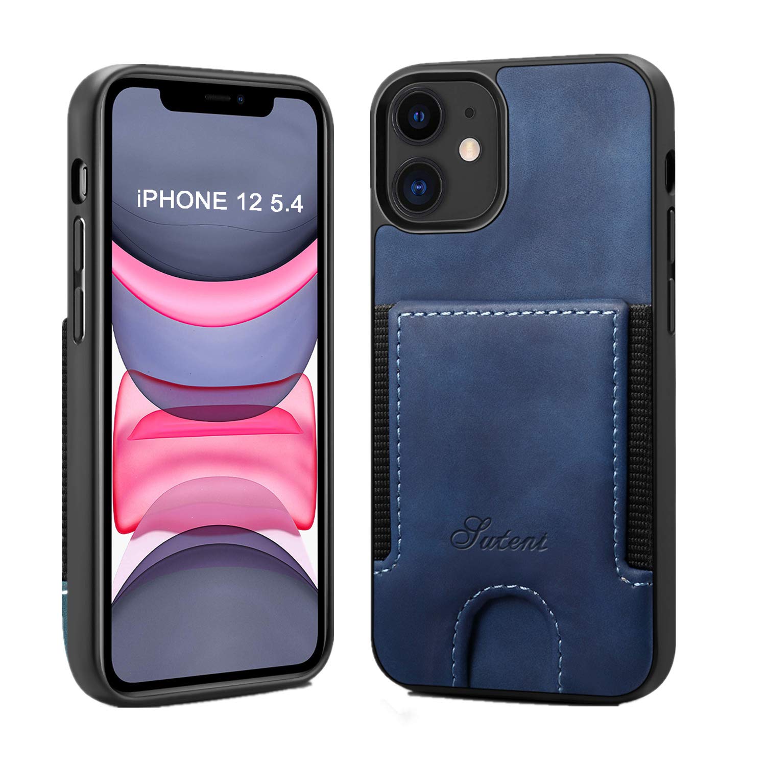 SUTENI iPhone 12 Wallet Case, iPhone 12 Wallet Slim Case with Credit Card Holder, PU Leather Shockproof Wallet Case for iPhone 12 (2020) 5.4 inch (Blue)