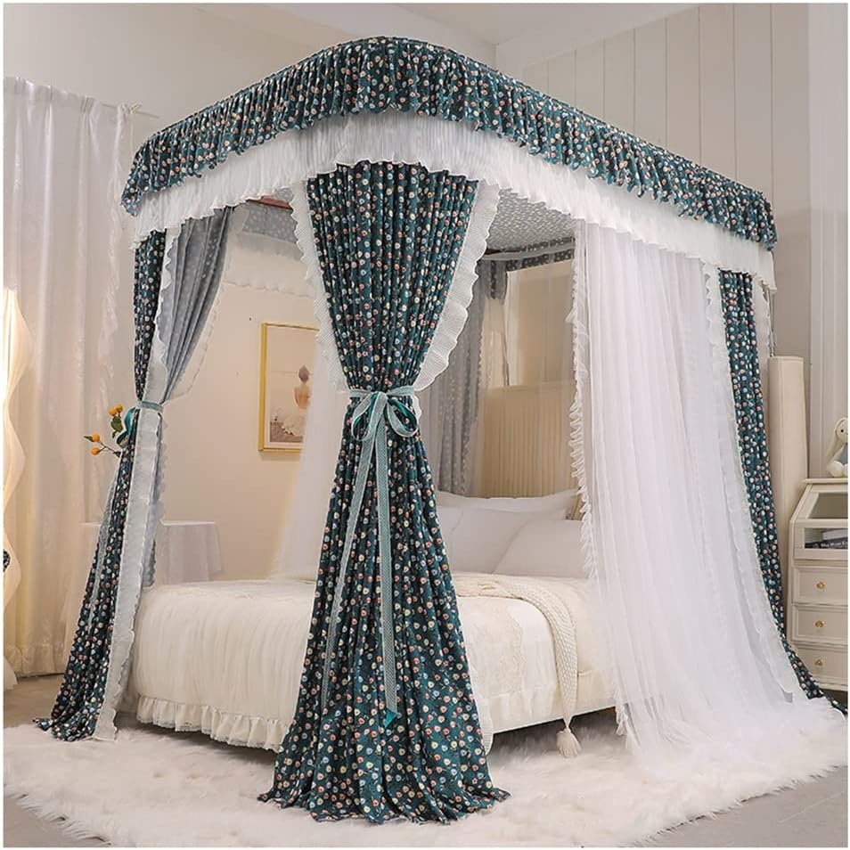 Bed Canopy U-Shaped Bunk Bed Canopy, Floor-to-Ceiling Bed Curtain Mosquito Net with Telescopic Stand, Dustproof and Shading (Color : A4, Size : 180x220x210cm)