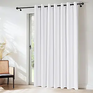 NICETOWN 100% Blackout Curtains & Drapes - Total Privacy Thermal Efficiency Backdrop for Bedroom Room Divider Vertical Blind Living Room Patio Sliding Glass Door, Wide 100 x Long 84 inch, Pure White