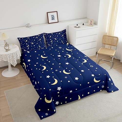 Miniatura 3 de Erosebridal Juego de ropa de cama de galaxia para niños, decoración de dormitorio, elegante juego de edredón de cielo estrellado, tamaño individual,