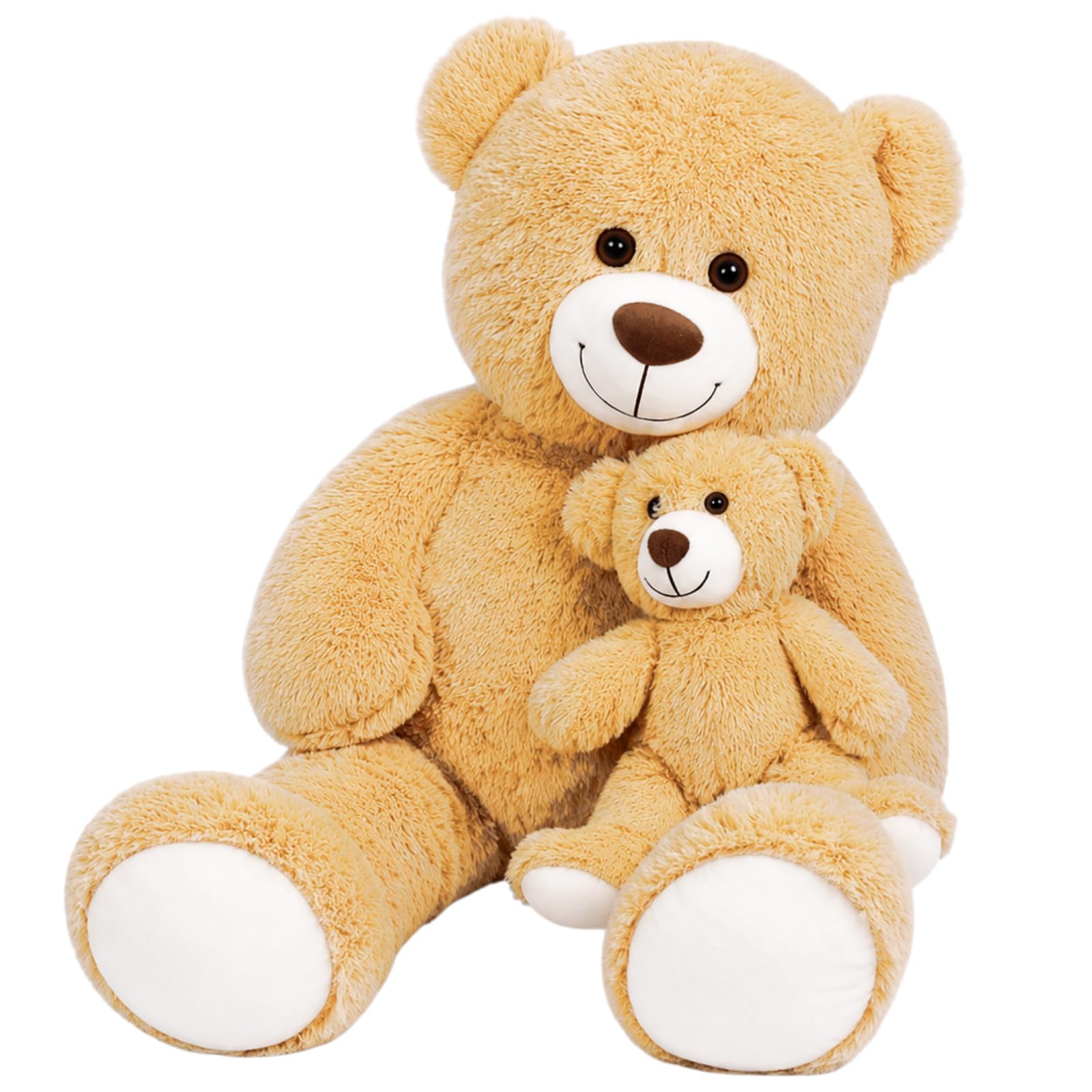 SNOWOLF Oso de Peluche Gigante de 100 cm con 1 Ositos pequeños de Peluche de 35 cm, Regalo para niños, niñas, cumpleaños, Navidad, San Valentín (marrón Claro, 100 cm)