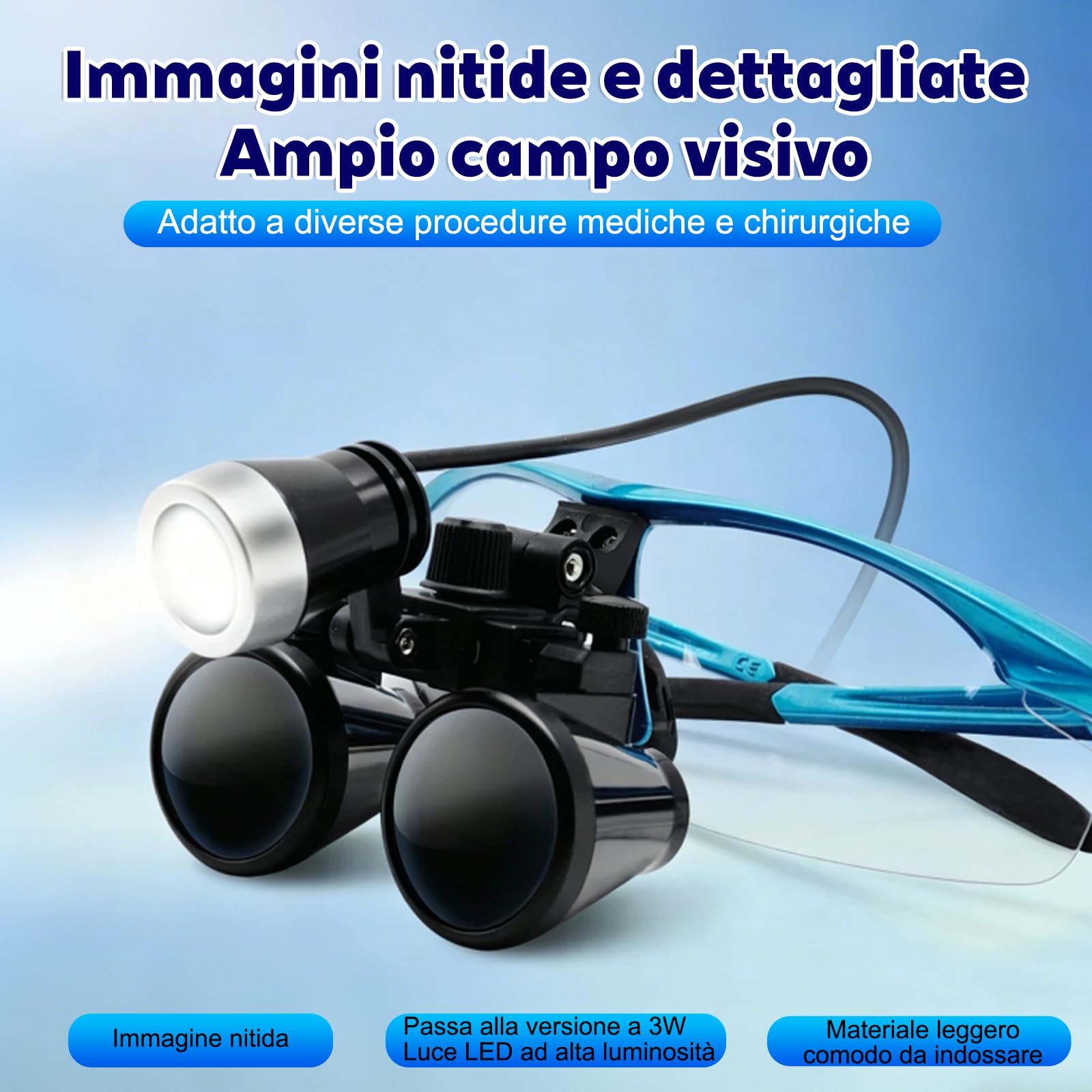 Lente d'ingrandimento binoculare Falenia Dental 2.5X/3.5X, adatta a qualsiasi tipo di intervento chirurgico.