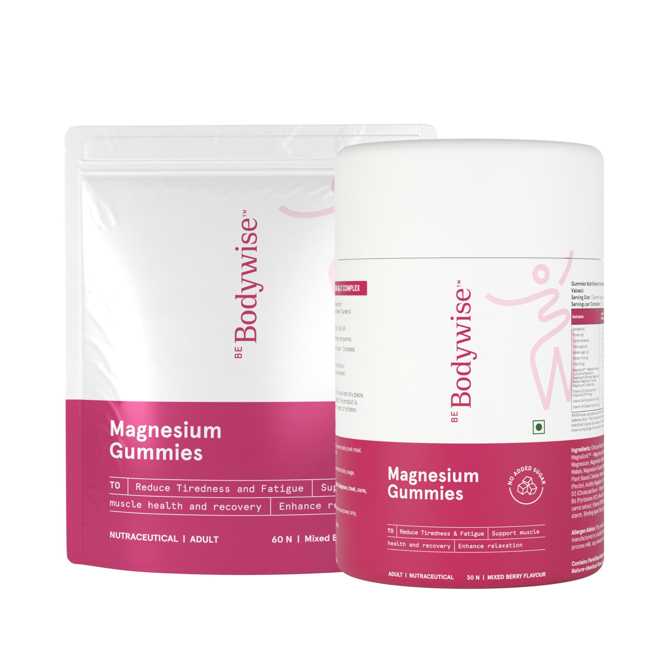 Be Bodywise 5 in 1 Magnesium Glycinate Supplement Gummies For Improved Sleep | 45 Days Pack | 400 mg Magnesium Glycinate with Malate and other Salts Complex | Higher Absorption Relieves Stress, Supports Muscle Recovery & Bone Health | Non Habit Forming