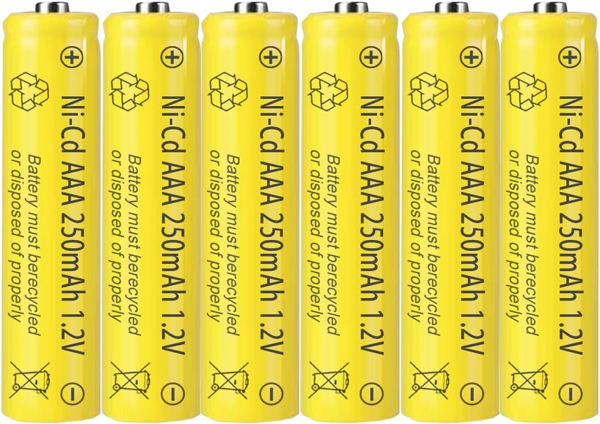 6 Pcs NICAD AAA 250mAh 1.2V Solar Light Batteries Rechargeable | Garden Light aaa battery, 250mah 1.2v ni-cd aaa battery rechargeable, nicd Triple A 250mAh Battery