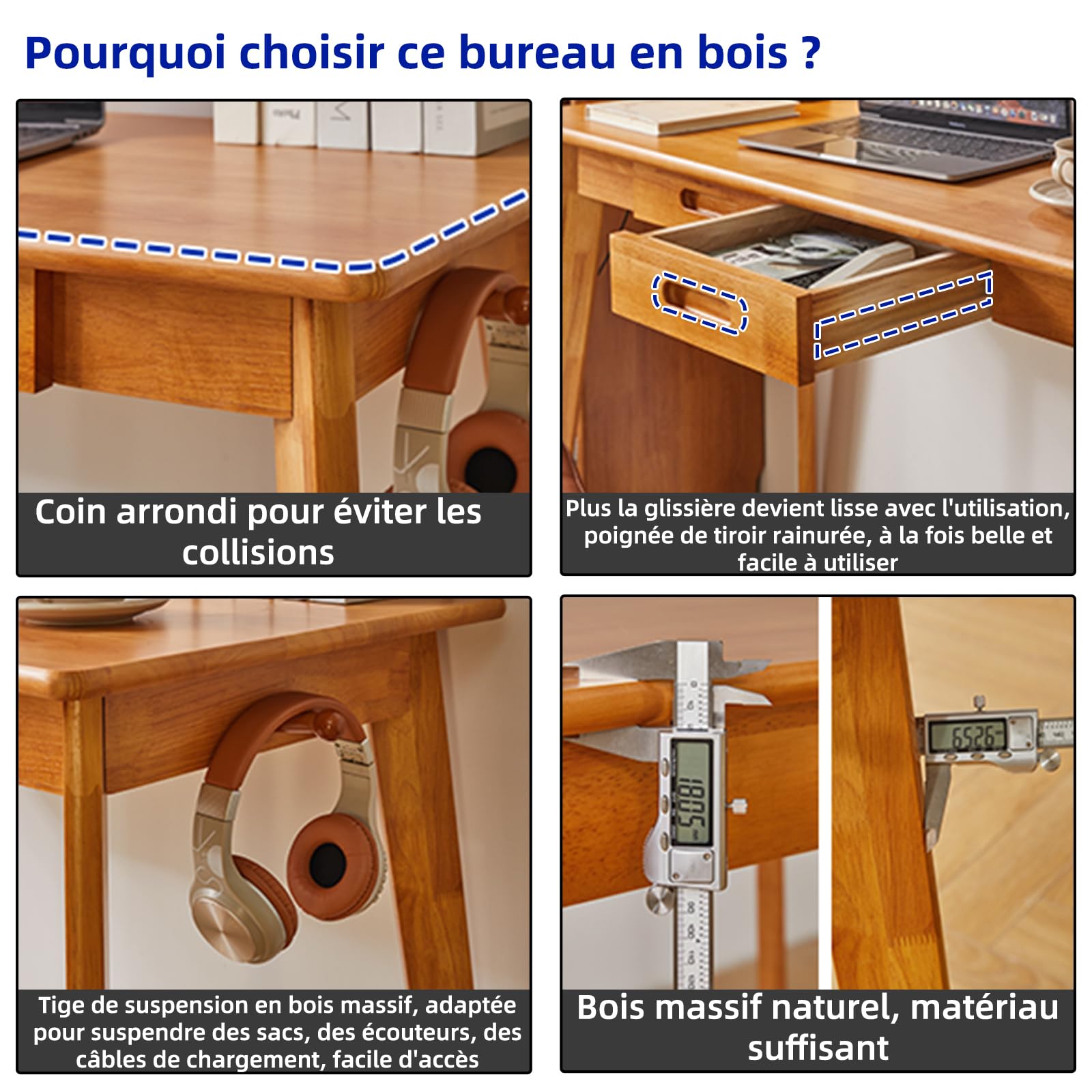 Aibiju Bureau D'écriture en Bois avec Tiroir Petite, Table de Bureau D'ordinateur, Petite Table de Salle à Manger en Bois Couleur Bois de Cerisier YD-WD01N