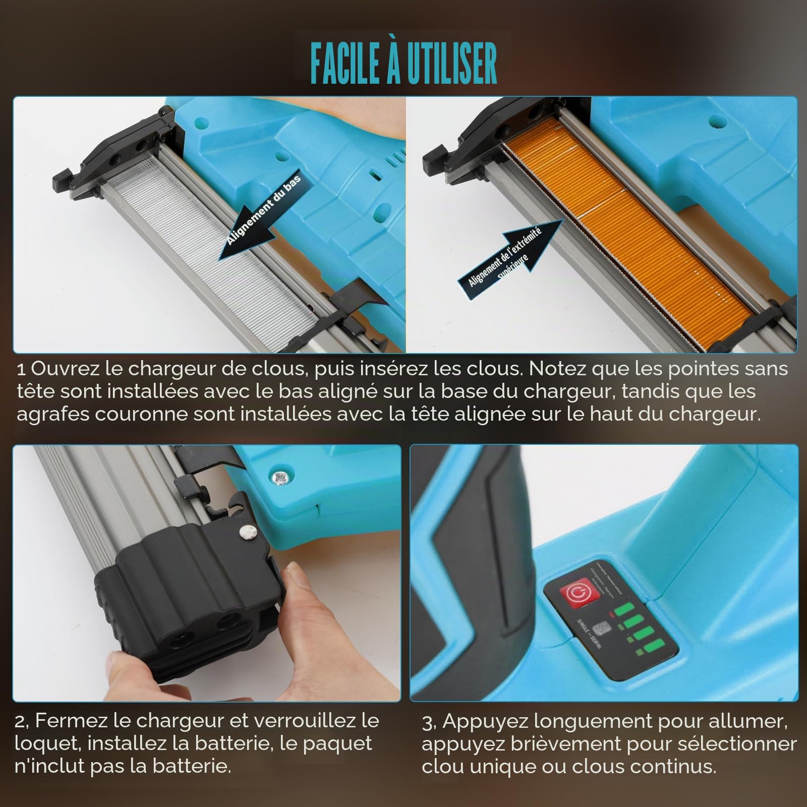 Cloueuse sans fil pour Makita 18V batterie, 2 en 1 Pistolet à Clous Électrique 18GA agrafeuse sans fil avec 1000 clous et 1000 agrafes pour l'amélioration de la maison et le travail du bois