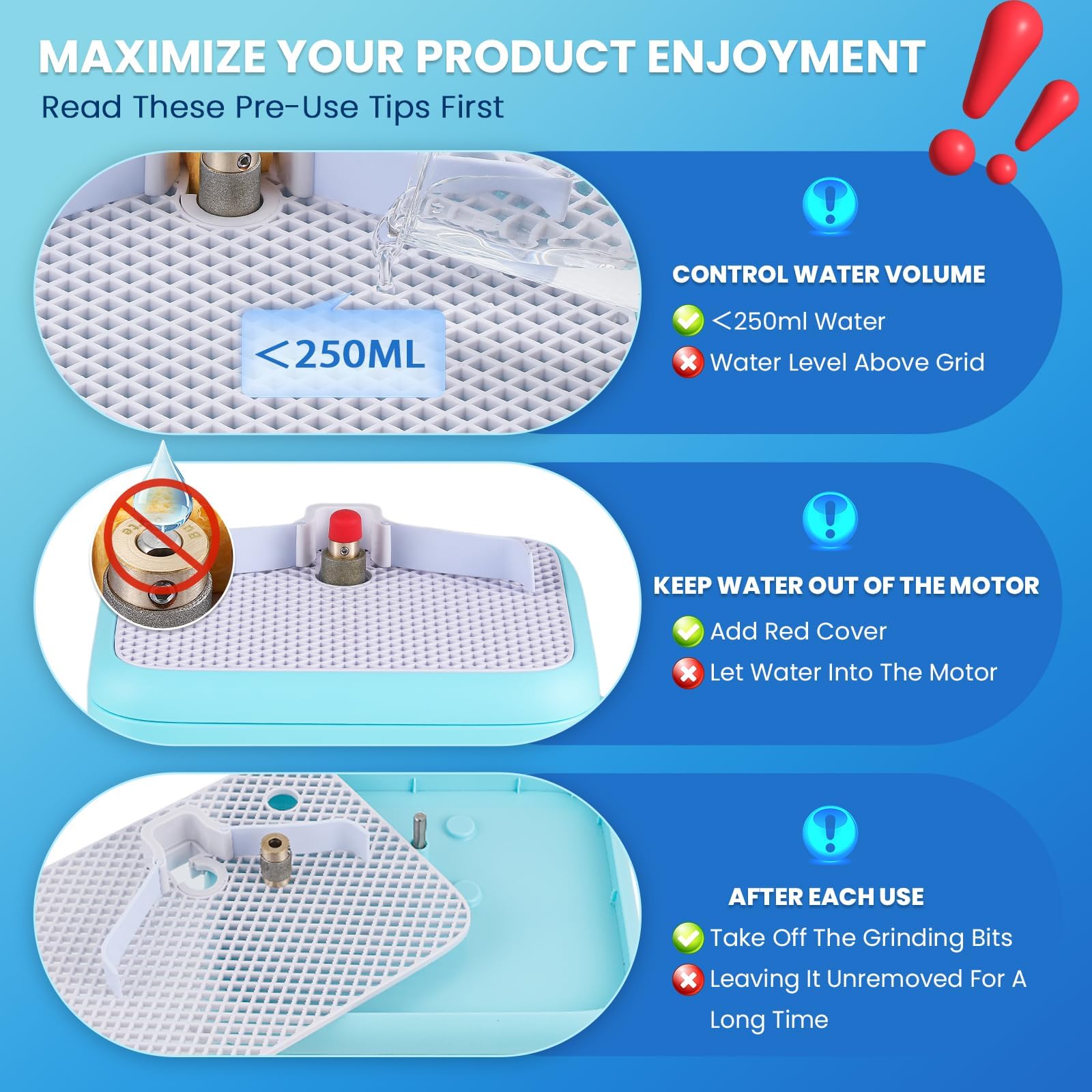 Mxmoonant Smerigliatrice di vetro, Adatto per vetro colorato, ceramica, mosaico, include un tappo e 2 teste di molatura diamantate (blu chiaro)