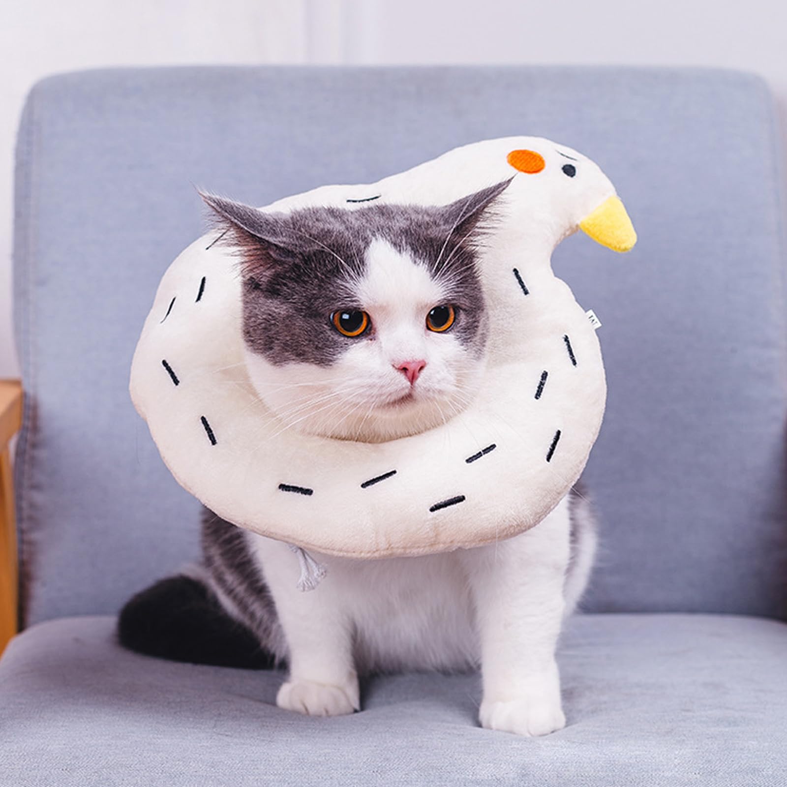 Collare A Cono Per Gatto Dopo L'intervento Chirurgico Cono Per Gattino Regolabile Morbido Per Smettere Di Leccare Le Simpatiche Ciambelle Per Animali Domestici Con Colletto Tondo Elizabeth,Bianca,L