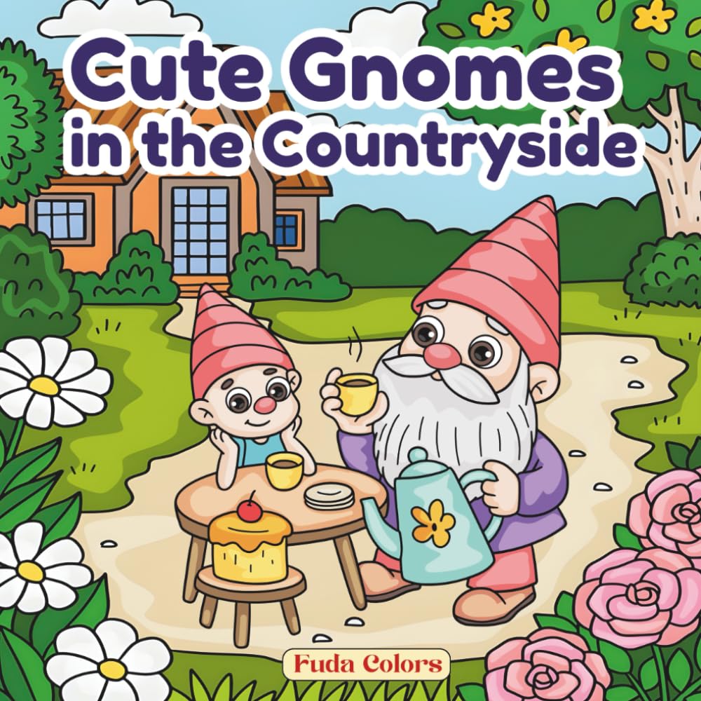Cute Gnomes in the Countryside: Hand-Drawn Cozy Gnome Coloring for All Ages