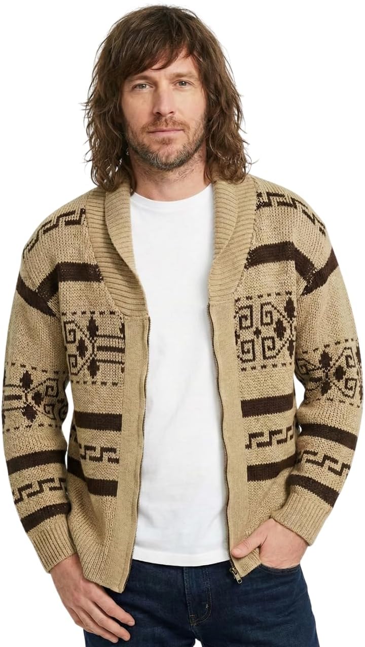 The Dude Sweater Jeffrey Lebowski Cardigan - Everyday Wear & Halloween Costume - 90s Cult Classic Movie Gift - Zip Up Knit
