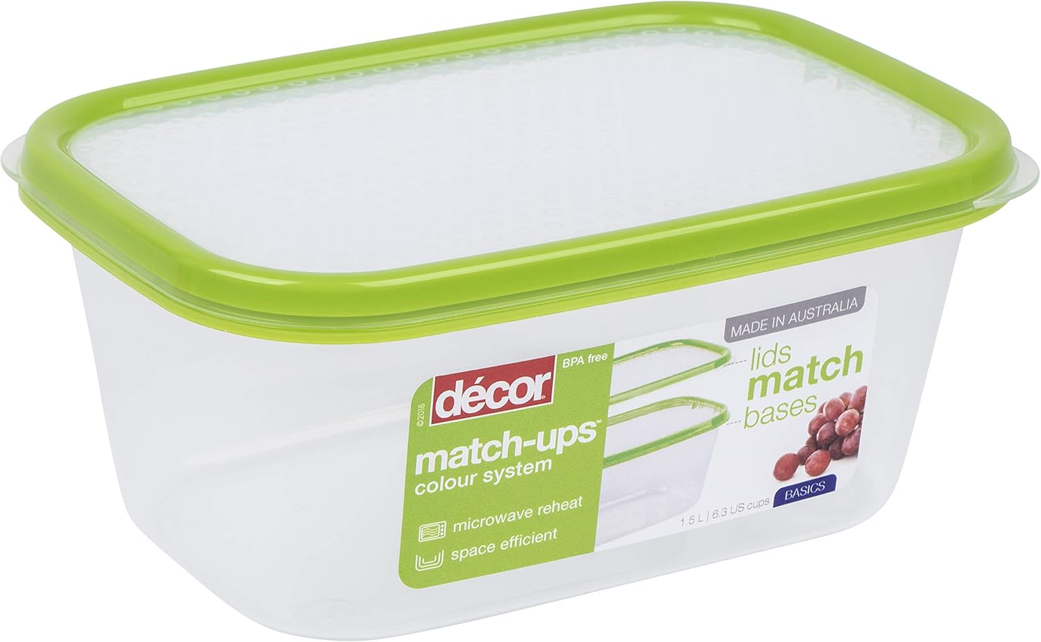 Décor MatchUps Boîte de Conservation Alimentaire de 1,5 l Couvercle