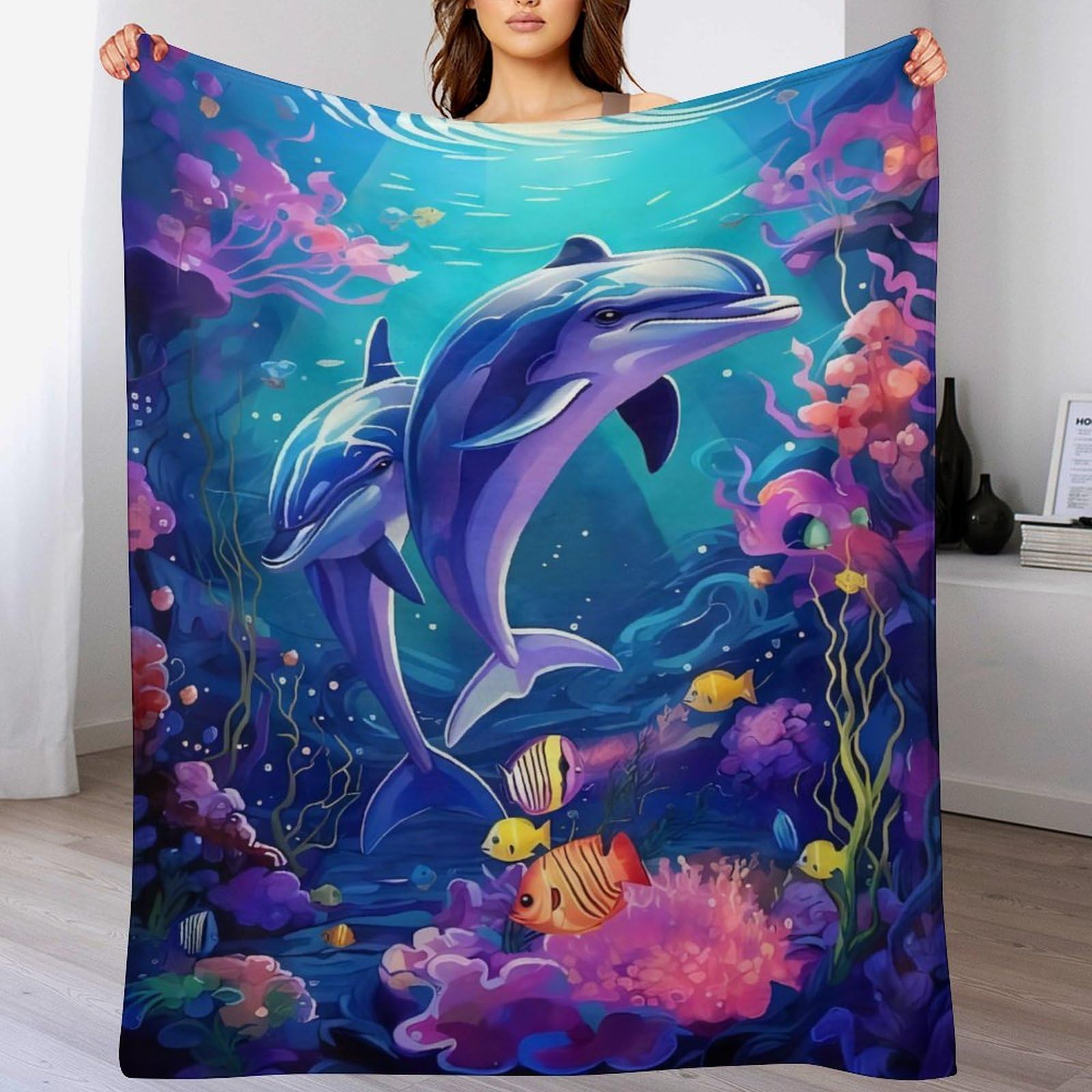 Couverture dauphin chaude pour cocooning sur canapé et soirées cinéma