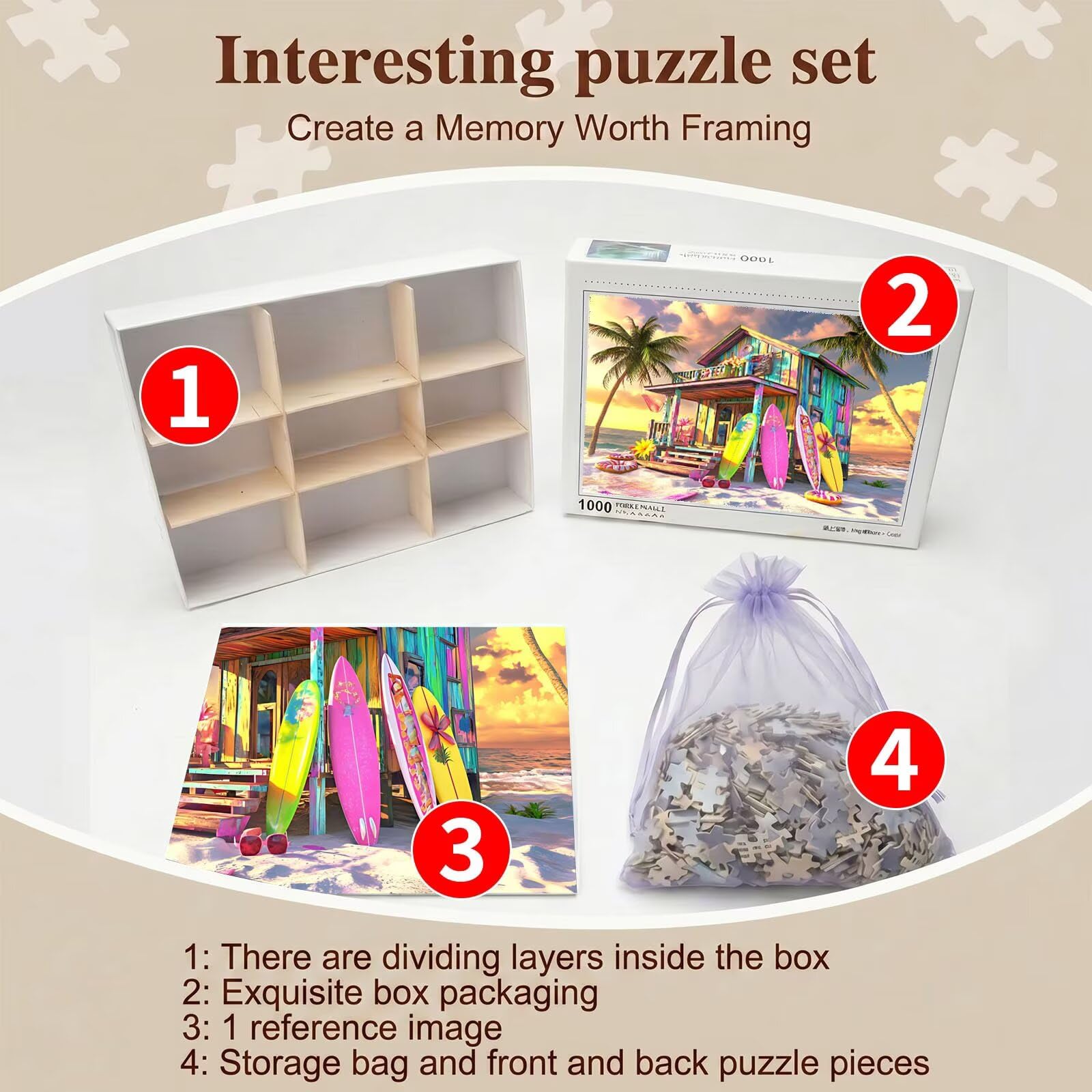 Playa navegar Puzzle de 1500 Piezas, Juego de Mesa Familiar de Madera - Rompecabezas Adultos para Toda La Familia, Rompecabezas Educativo DIY y Antiestrés - con Mapa de Referencia, 87 x 57 cm f0-260