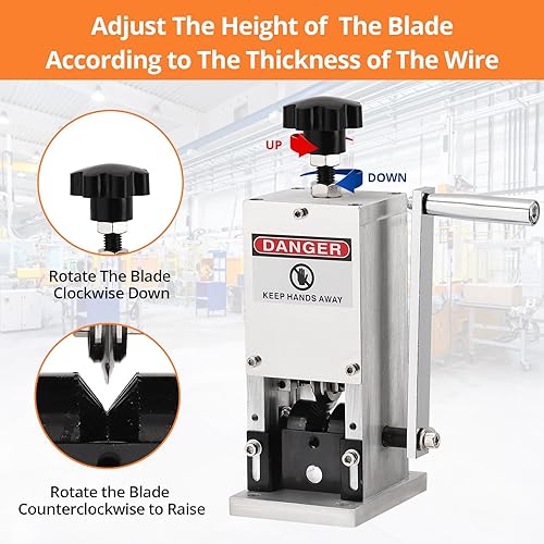 Miniatura 4 de Máquina pelacables manual, máquina peladora de cables de 0.05"-1", herramienta de pelado de cables para alambre de chatarra de 0.059-0.984 in, alto
