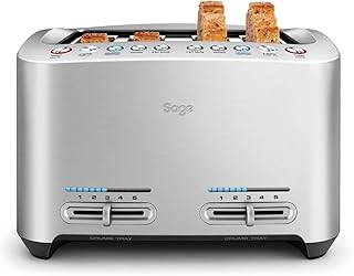 SAGE STA845 the Smart Toast, Grille-pain motorisé 4 tranches, fentes larges, touches préprogrammées, Acier inoxydable brossé